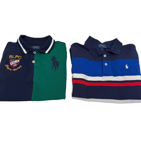 Ralph Lauren Boys LOT OF 2 Polo Shirts, 1- Color Block, 1 Blue Stripes Sz 7 - Picture 3 of 14